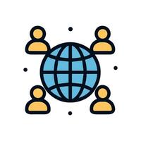 Global network connecting people around world. Icon symbol illustration vector