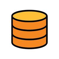 Stacked orange disks with black outline. Icon Symbol Illustration vector