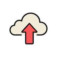 Cloud upload icon featuring upward arrow. Icon Symbol Illustration vector