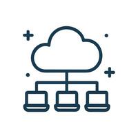 Connected cloud servers for data storage. Icon symbol illustration vector