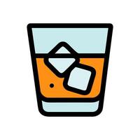 Whiskey on the rocks in simple style. Icon Symbol Illustration vector