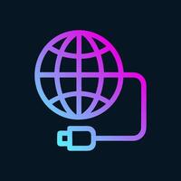 Connected world digital communications network globe. Icon symbol illustration vector