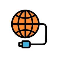 Connected globe World network access. Icon symbol illustration vector