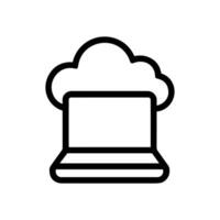 Cloudbased laptop with streamlined minimalist design. Icon symbol illustration vector