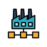 Connected factory distribution and production chains. Icon symbol illustration vector