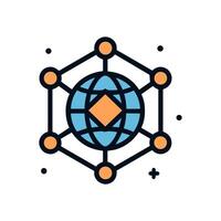 Interconnected World Global Network Hub. Icon symbol illustration vector
