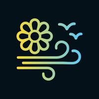 Spring breeze with flower and birds. Icon symbol illustration vector