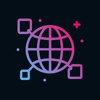 Connected world network with added documents. Icon symbol illustration vector