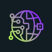 Networked World Gradient Tech Circuitry. Icon symbol illustration vector