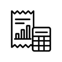 Financial report with calculation device outline. Icon symbol illustration vector