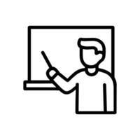 Instructor presents with pointer stick. Icon symbol illustration vector