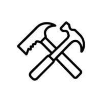 Intersecting carpentry tools suggest skillful craftsmanship. Icon Symbol Illustration vector