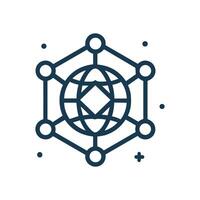 Connected world network structure in hexagon. Icon symbol illustration vector