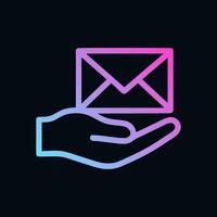 Gradient hand delivers digital letter. Icon symbol illustration vector