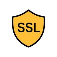Golden shield emblazoned with SSL. Icon Symbol Illustration vector