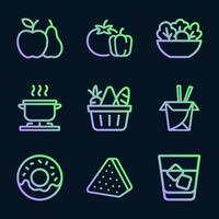 Gradient food icons on dark background Icon Symbol Illustration vector