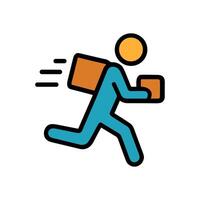 Speedy delivery person carrying packages. Icon symbol illustration vector
