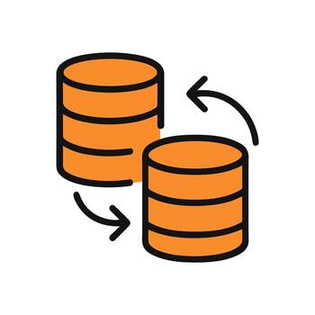 Database synchronization with circular arrows. Icon Symbol Illustration vector