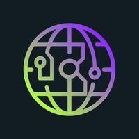 Global tech circuitry interconnected innovation. Icon symbol illustration vector