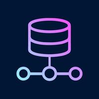 Gradient database connected to three nodes. Icon Symbol Illustration vector