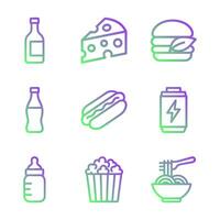 Gradient icons of various foods. Icon Symbol Illustration vector