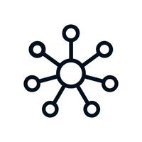 Interconnected Network Hub with Orbiting Nodes. Icon symbol illustration vector