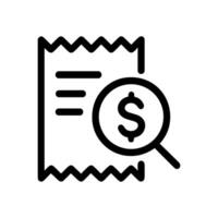 Analyzing a dollar amount on invoice. Icon symbol illustration vector
