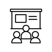 Presentation audience attentively watching whiteboard. Icon symbol illustration vector