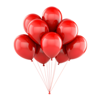Vibrant bunch of glossy red balloons against transparent background png