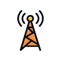 Tower broadcasting network connectivity signal. Icon symbol illustration vector