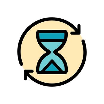 Hourglass rotating in continuous loop. Icon symbol illustration vector