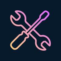 Gradient tools crossed screwdriver and wrench. Icon Symbol Illustration vector
