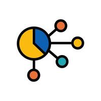 Data network visualization circular chart hub. Icon symbol illustration vector