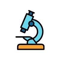 Stylized microscope on a laboratory bench. Icon symbol illustration vector