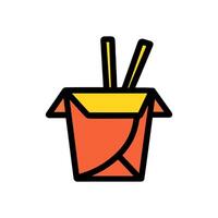 Takeout container with chopsticks tasty illustration. Icon Symbol Illustration vector