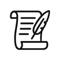 Ancient document with quill composing tales. Icon symbol illustration vector
