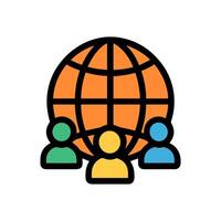 Global networking with connected individuals. Icon symbol illustration vector