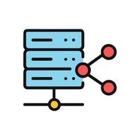 Connected server Data sharing visually represented. Icon Symbol Illustration vector