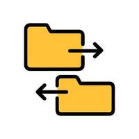 File Transfer Yellow Folders Exchanging Data. Icon Symbol Illustration vector