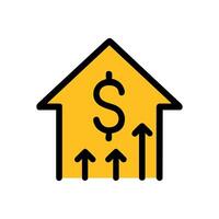 Financial house value growing upwards. Icon symbol illustration vector