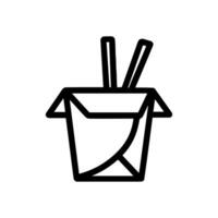 Takeout container with chopsticks ready to eat. Icon Symbol Illustration vector