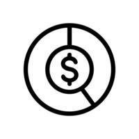 Pie chart showing monetary allocation. Icon symbol illustration vector