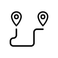 Two location markers on a route. Icon symbol illustration vector