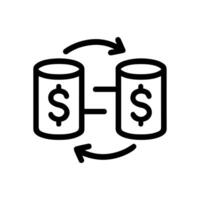 Circular money flow between dollar containers. Icon symbol illustration vector