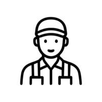 Smiling worker in overalls and cap. Icon Symbol Illustration vector