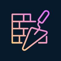 Masonry tool alongside gradientcolored brick wall. Icon Symbol Illustration vector