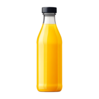 High-quality 3D render of a glass juice bottle with transparent cap. png