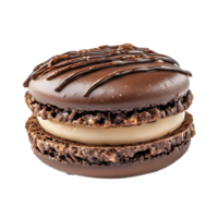 A delicious chocolate macaron with a creamy filling. png