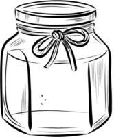 Hand drawn glass jar with ribbon sketch vector