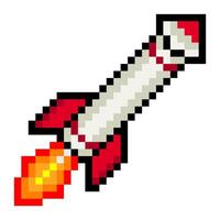 Rocket missile in pixel art style vector